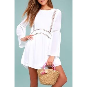 Kayu Mini St Tropez Pom Pom Straw Tote- Pink & White